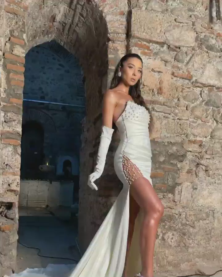 Bham Luxury White Wedding Dress