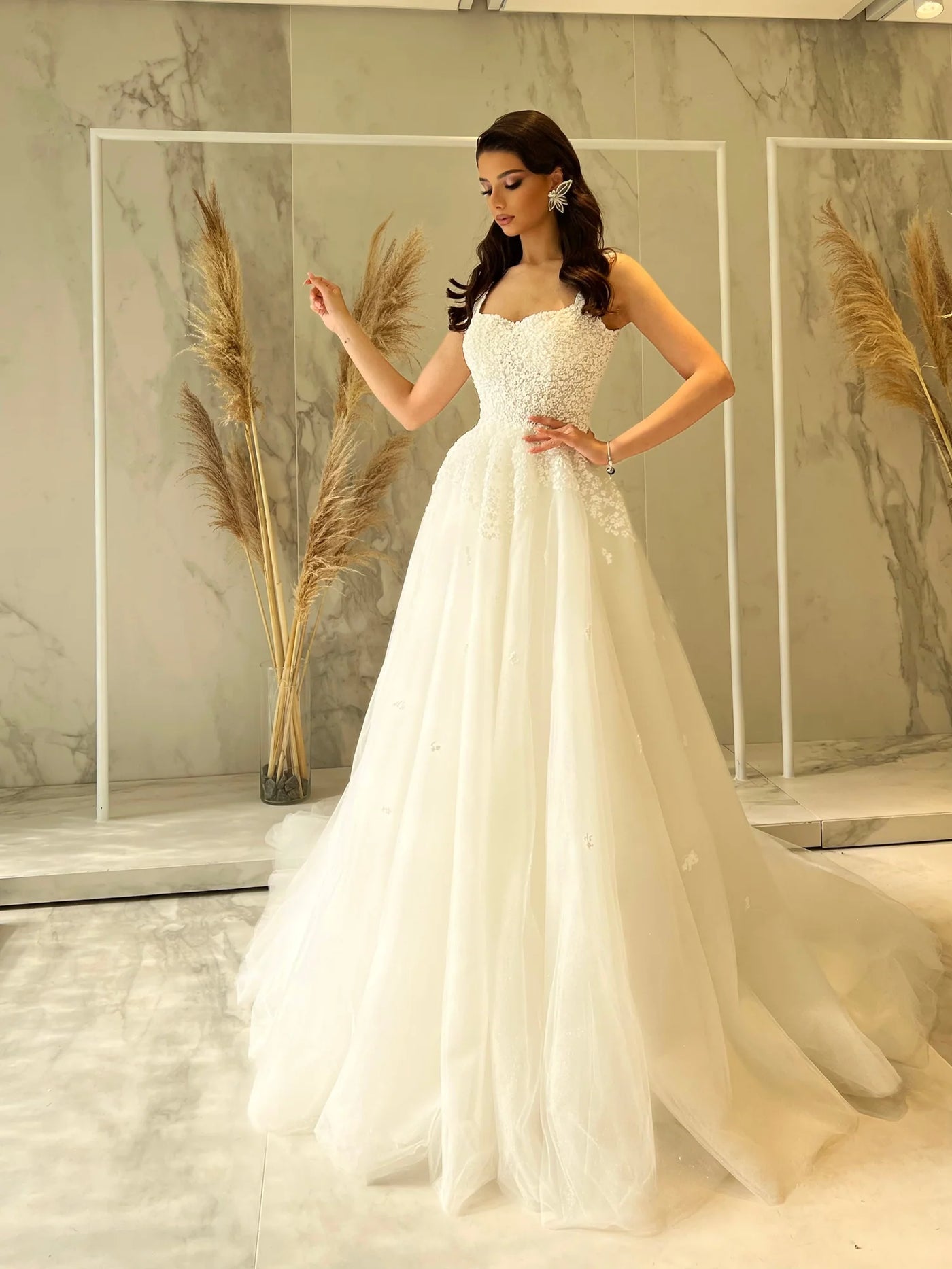 Alayah Strapless Lace Ball Gown Sleeveless  Wedding Dress