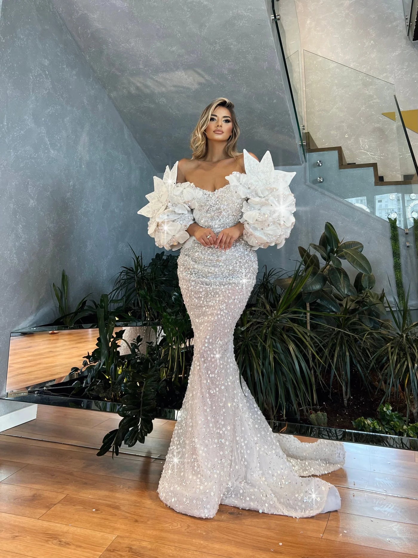 Mermaid Floral Bridal Gown S Mermaid Floral Bridal Gown S