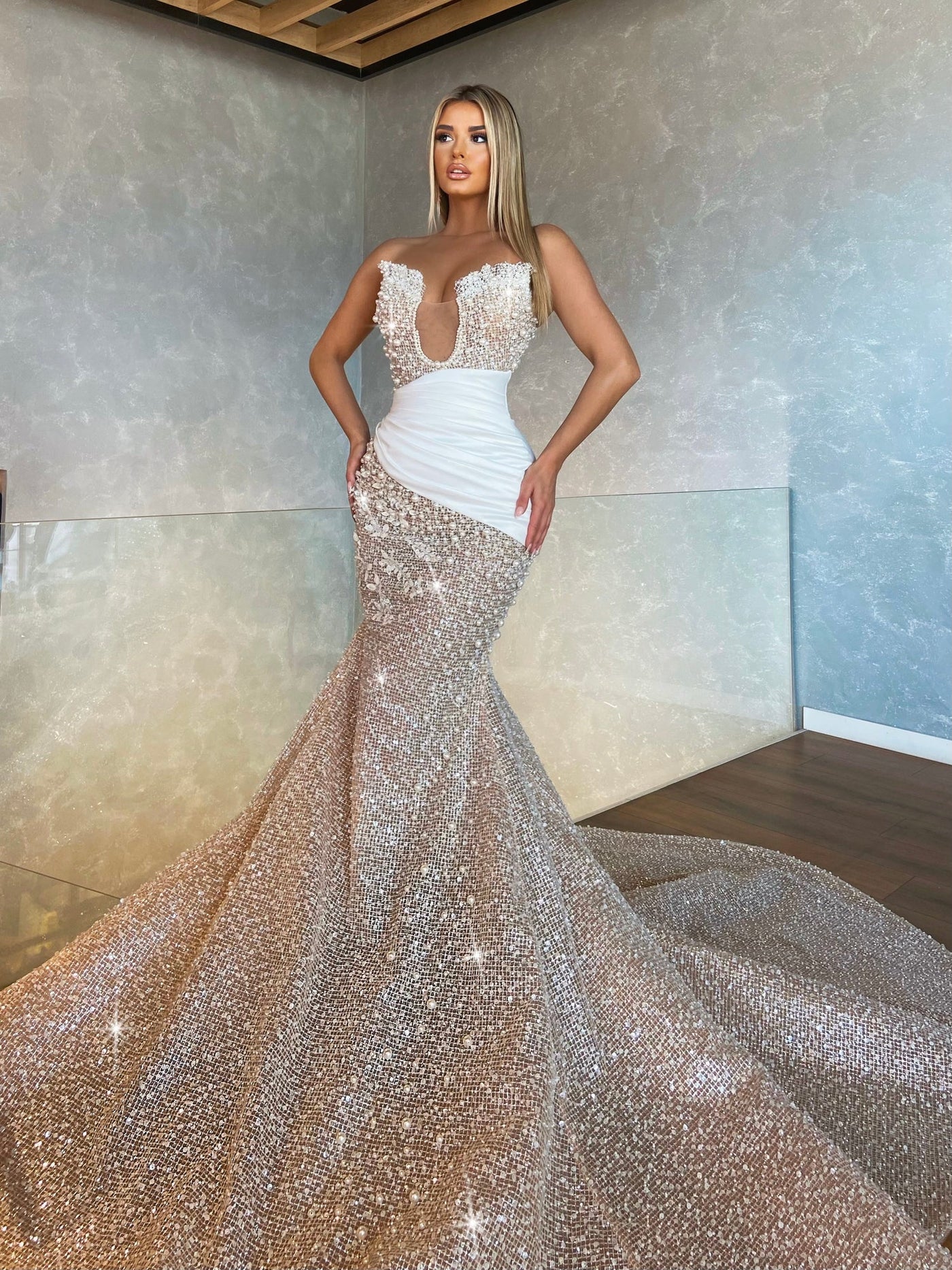 Hana Champagne Gold Luxury  Wedding Dress
