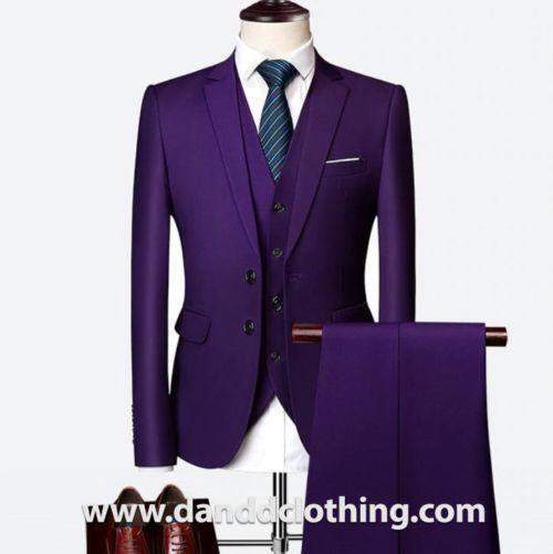 Violet 3 Piece 100% Wool Suits For Men-African Wear for Men,Classic Men Suits,Classic Suits,Violet