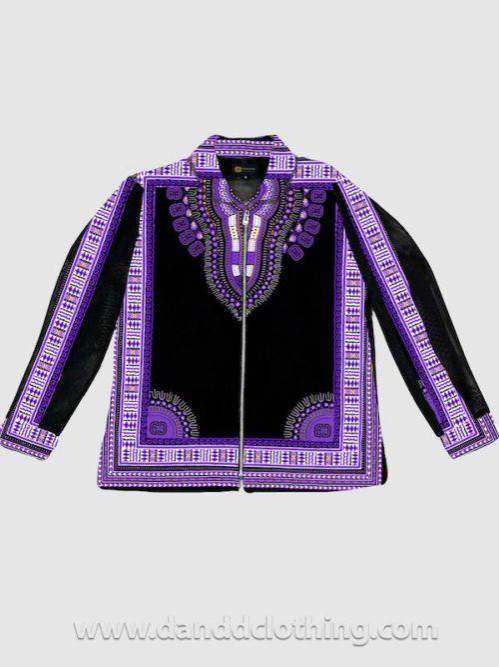 Jacket Dashiki Violet D&D Print-African Wear for Men,Jackets,Men Jackets,Violet