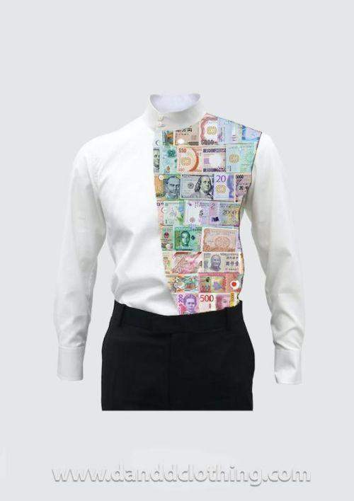 African White Shirt Money Half Design-African Men Shirts,African Wear for Men