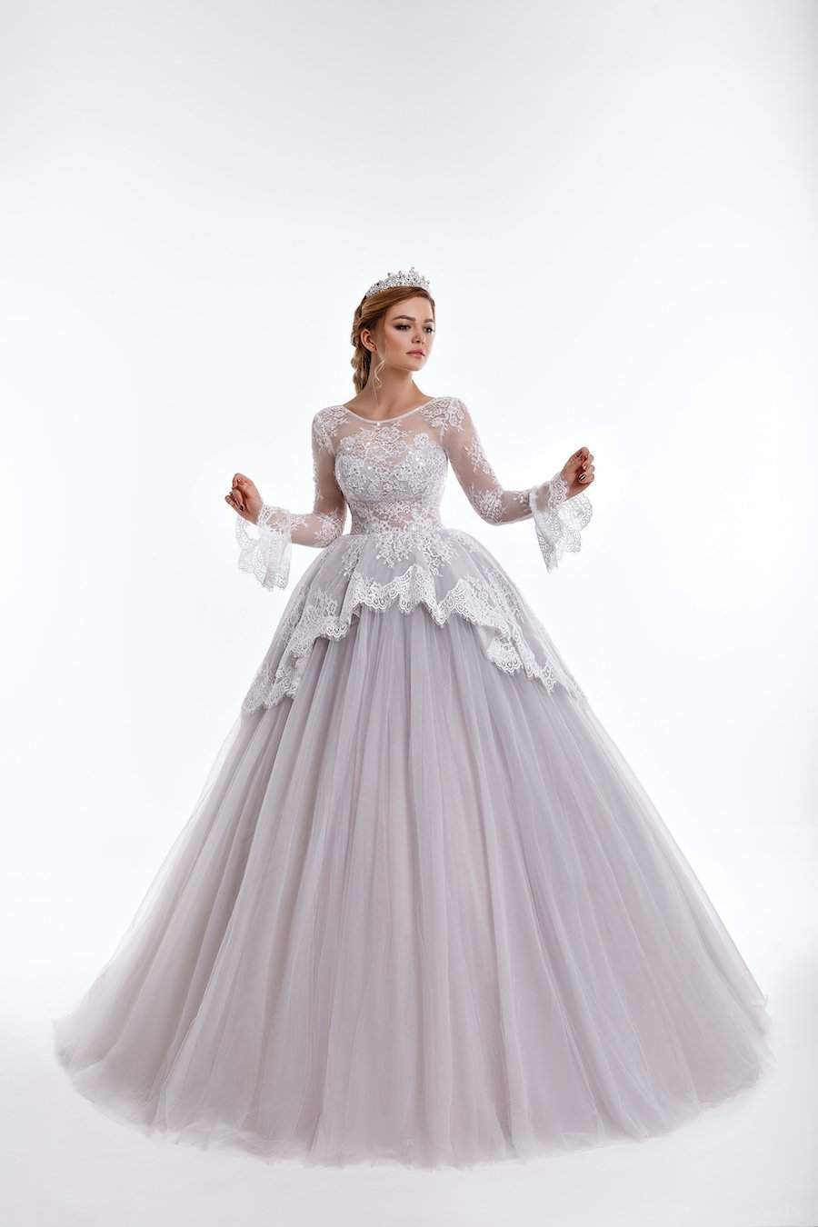 Light Pink Wedding Dress A-Line XL / Pink / Lace