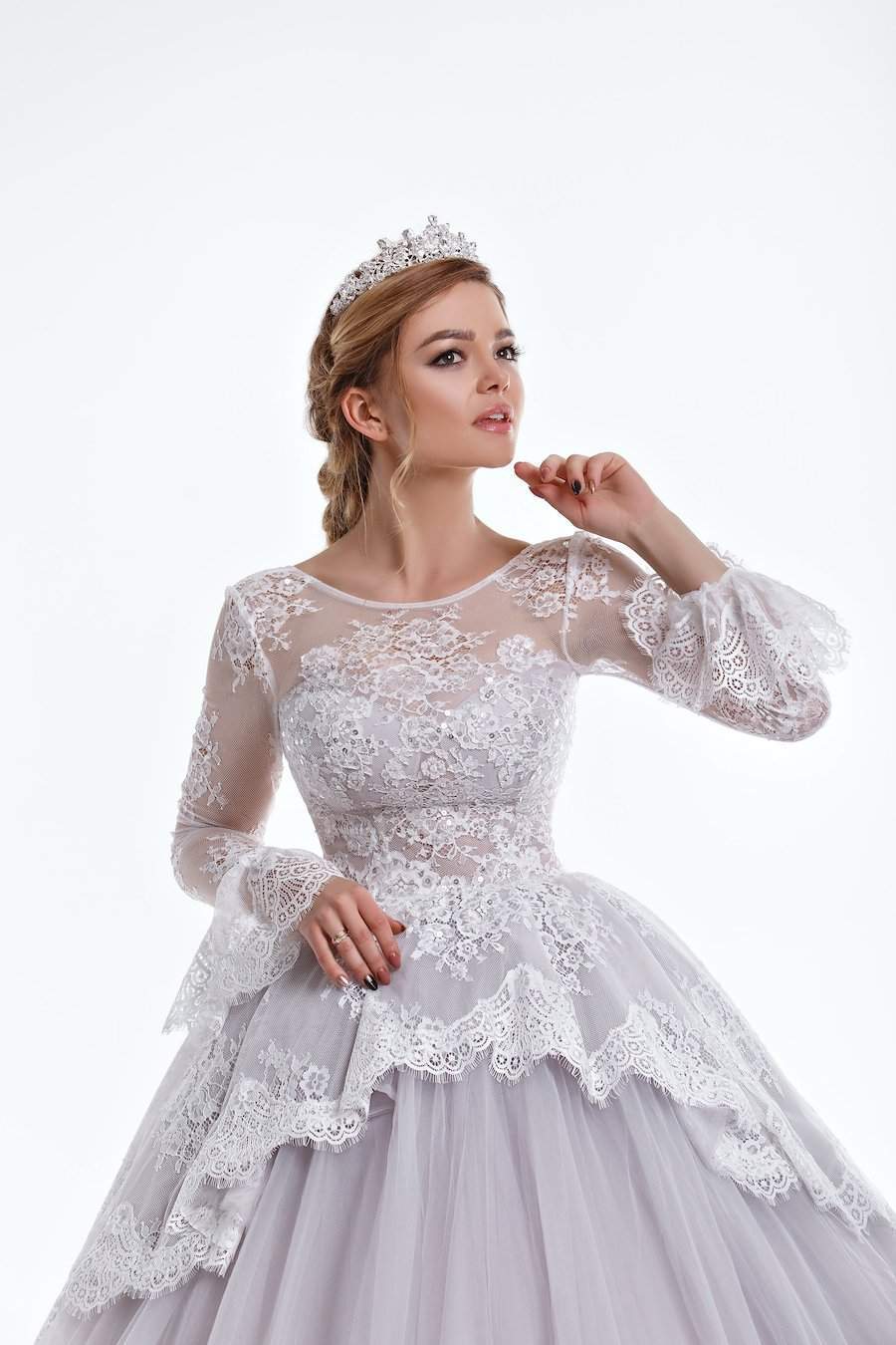 knee length dresses for ladies Long Sleeve Pearl Pink Off The Shoulder Quinceanera Dress with Hand-ma main image 1