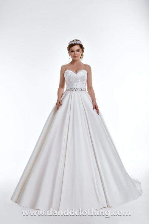 A-Line Wedding Gown, White Satin-A-line,Classic Elegant Gowns,Royal Wedding Dresses,White