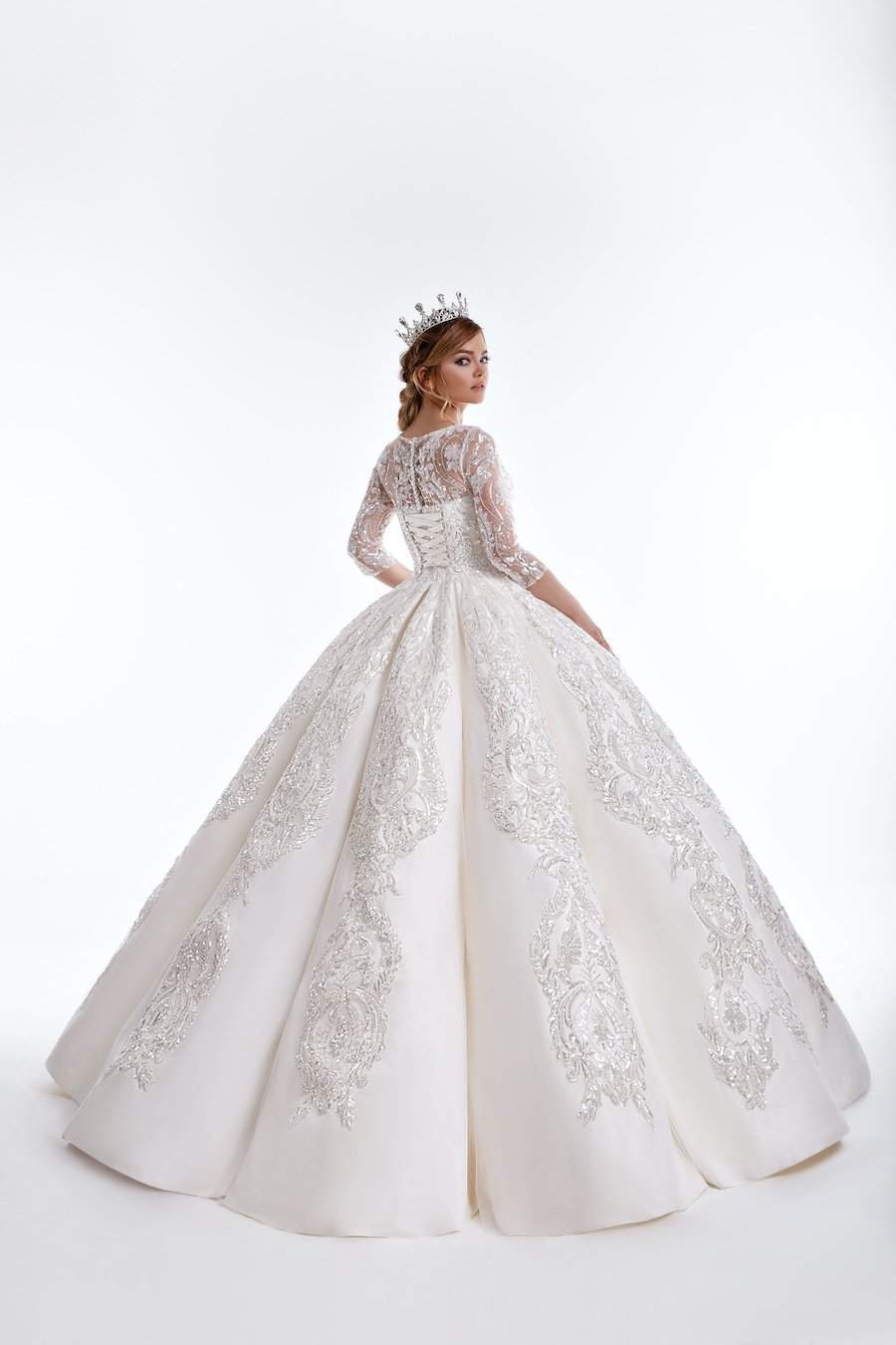 White Ball Gown Wedding Dress-Ball Gown,Classic Elegant Gowns,Royal Wedding Dresses,White