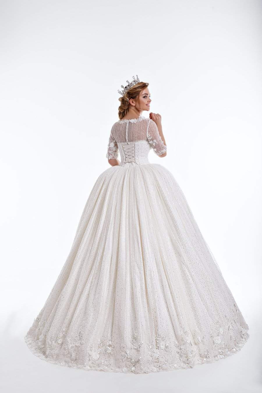 White Ball Gown Dress-Ball Gown,Classic Elegant Gowns,Royal Wedding Dresses,White