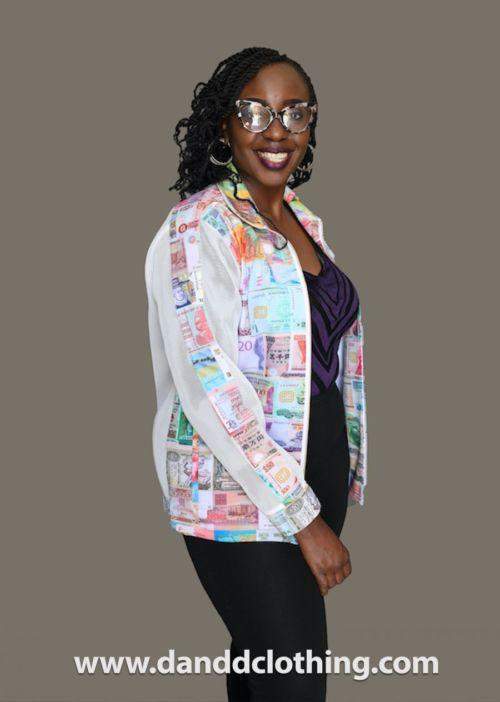 African Women Money Print Jacket-AFRICAN WEAR FOR WOMEN,Jackets,Women Jackets