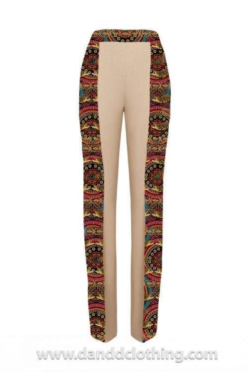 Beige Trousers Classic Collection-AFRICAN WEAR FOR WOMEN,Brown,Female trousers,Trousers