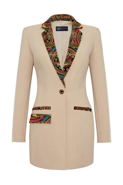 Beige Suit Classic Collection-AFRICAN WEAR FOR WOMEN,Beige,Ladies Suits