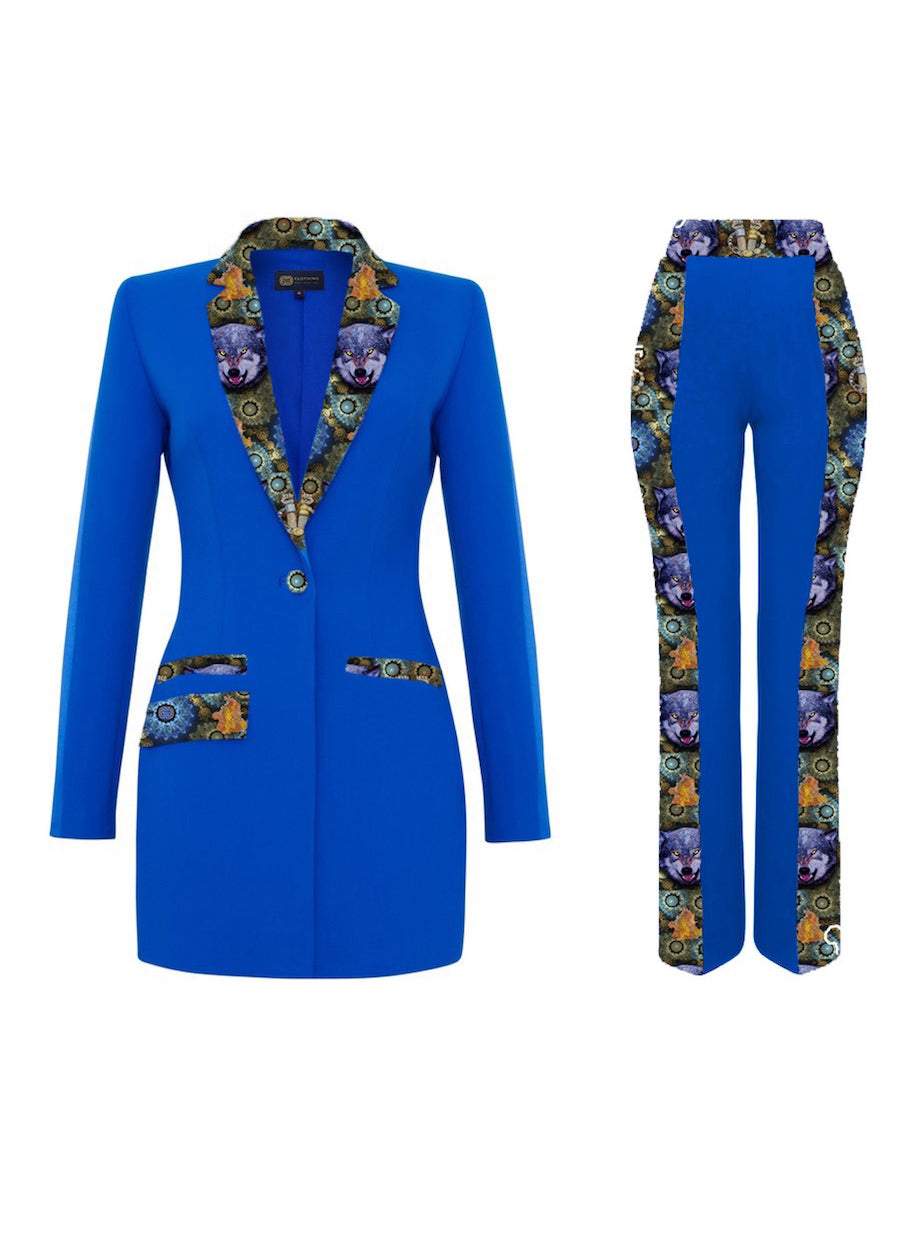 Blue Suit Classic Collection-AFRICAN WEAR FOR WOMEN,Blue,Ladies Suits
