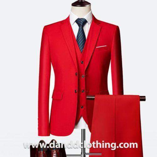 Red 3 Piece 100% Wool Suits For Men-African Wear for Men,Classic Men Suits,Classic Suits