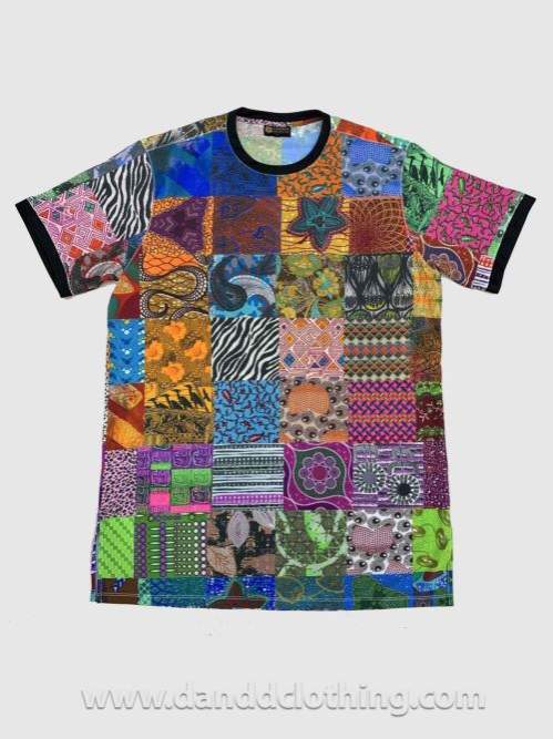 African Patched Print T-Shirt-African Wear for Men,Men T-shirts,Multicolor,T-shirts
