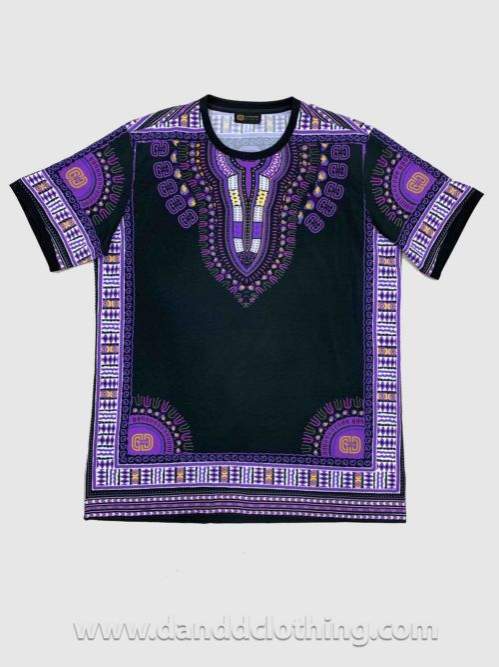 Men T-Shirt D&D Dashiki Violet-African Wear for Men,Men T-shirts,T-shirts