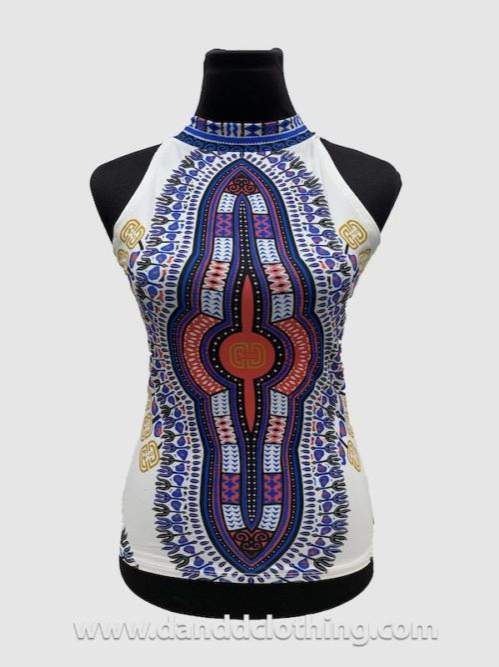 Dashiki White Top D&D-AFRICAN WEAR FOR WOMEN,Blue,Female Tops,Tops