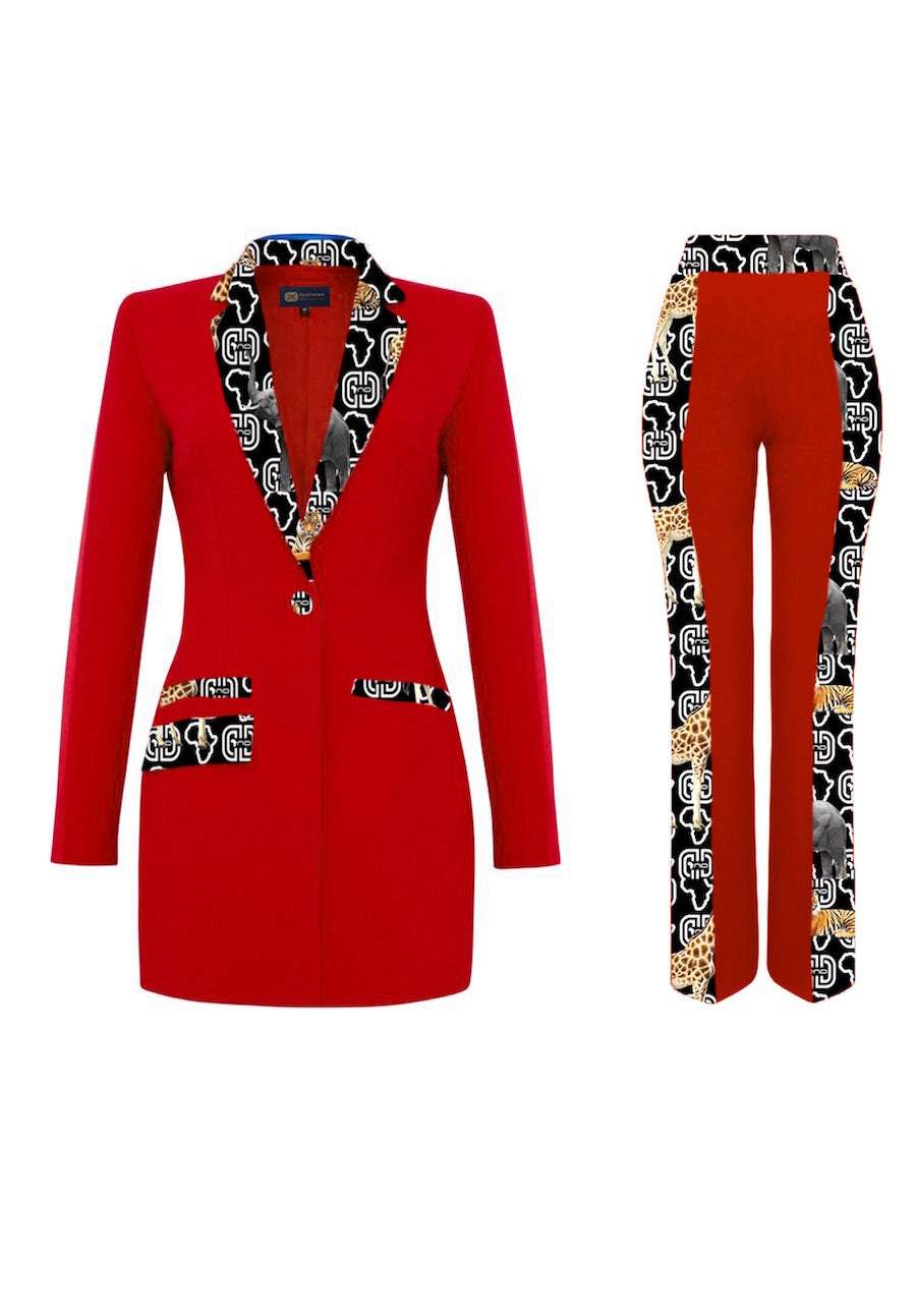 Red Suit Classic Collection-AFRICAN WEAR FOR WOMEN,Ladies Suits,Red