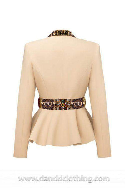 Beige Jacket Elegant Collection-AFRICAN WEAR FOR WOMEN,Jackets,Women Jackets,Yellow