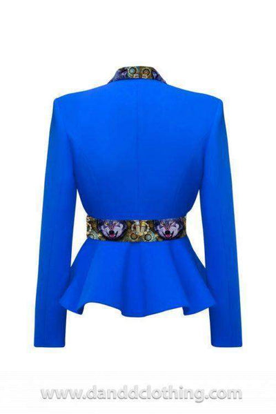 Blue Jacket Peplum Elegant Collection-AFRICAN WEAR FOR WOMEN,Blue,Jackets,Women Jackets