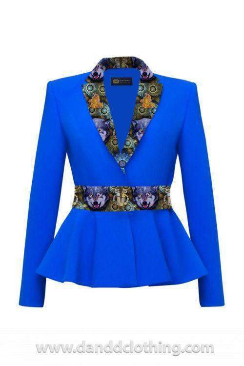 Blue Jacket Peplum Elegant Collection-AFRICAN WEAR FOR WOMEN,Blue,Jackets,Women Jackets