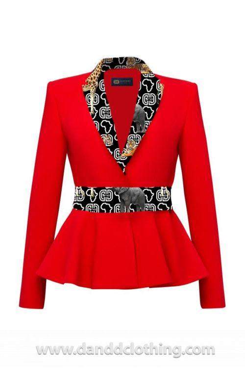 Red Jacket Elegant Collection-danddclothing-AFRICAN WEAR FOR WOMEN,Jackets,Women Jackets