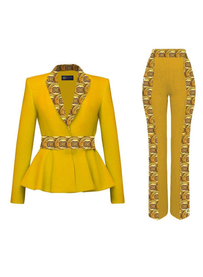 Yellow Suit Elegant Collection-AFRICAN WEAR FOR WOMEN,Ladies Suits,Yellow