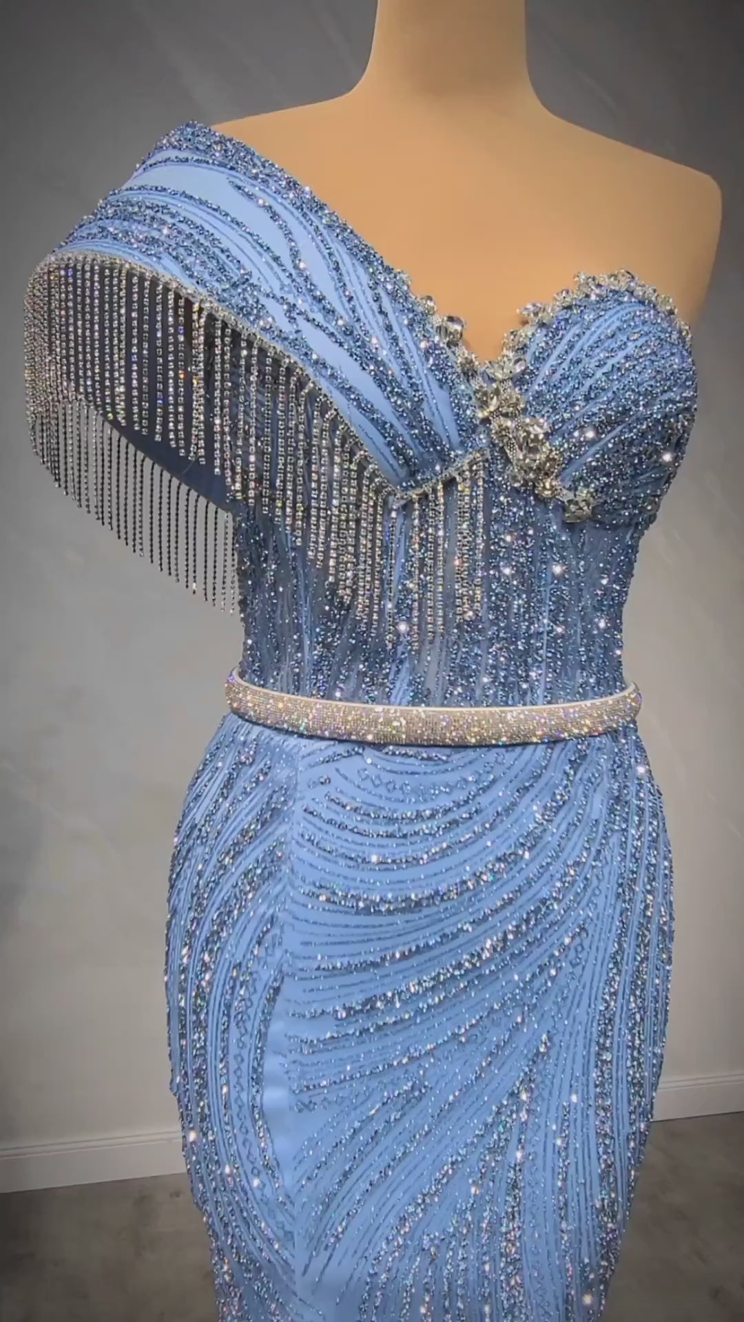 Shimmering Sapphire Dress with Stones