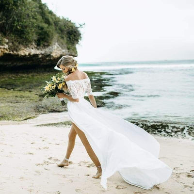 Light Beach Wedding Dress-A-line,Classic Elegant Gowns,Royal Wedding Dresses,White