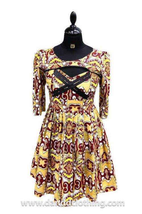 Ankara Dress With Cross on Chest-AFRICAN WEAR FOR WOMEN,Dresses,Multicolor