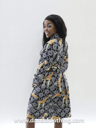 D&D Dress Animal Print Black-AFRICAN WEAR FOR WOMEN,Dresses,Multicolor