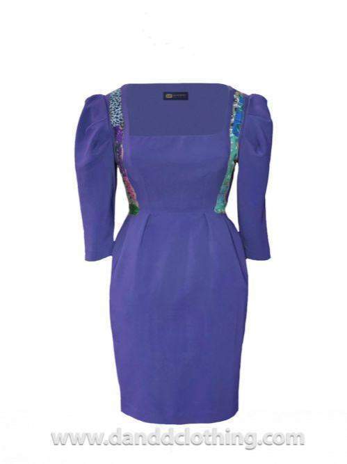 Stylish African Dark Violet Ladies Dress-AFRICAN WEAR FOR WOMEN,Blue,Dresses