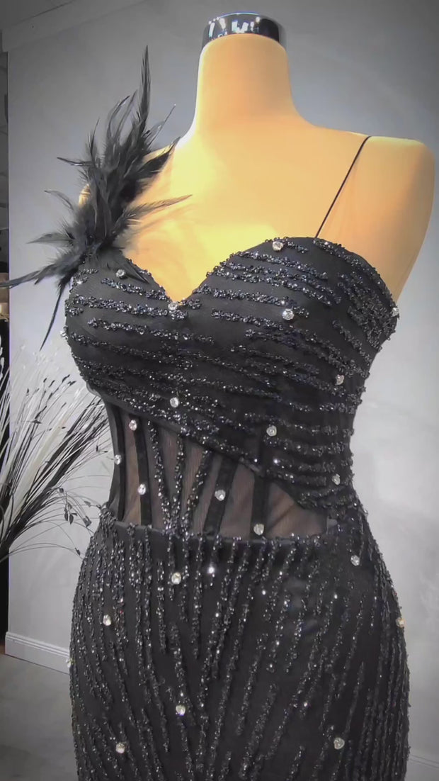 blue dress for baby girl Matte Crepe Nailhead Dress with Copper Swarovski Crystals in Black