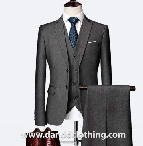 Gray 3 Piece 100% Wool Suits For Men-African Wear for Men,Classic Men Suits,Classic Suits,Grey
