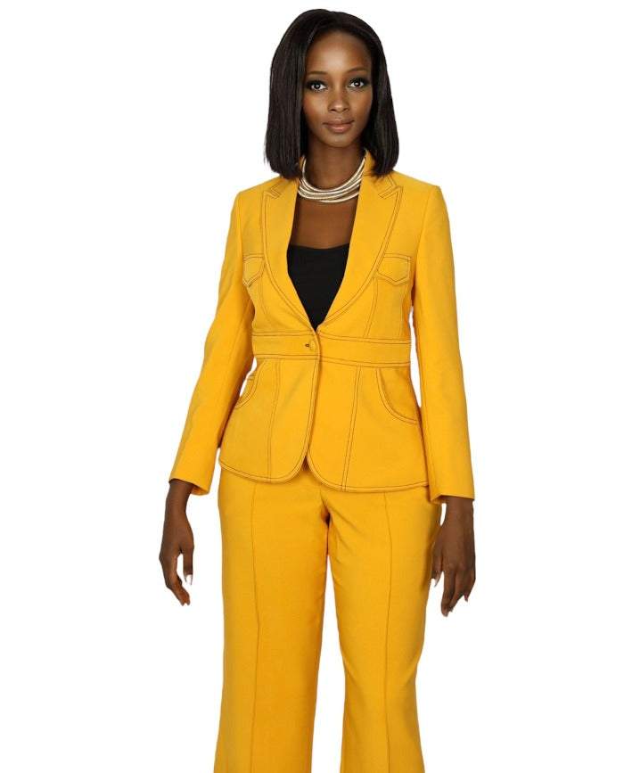 African Office Wear Classic Suit Yellow XL / S / Stretchy Crepe