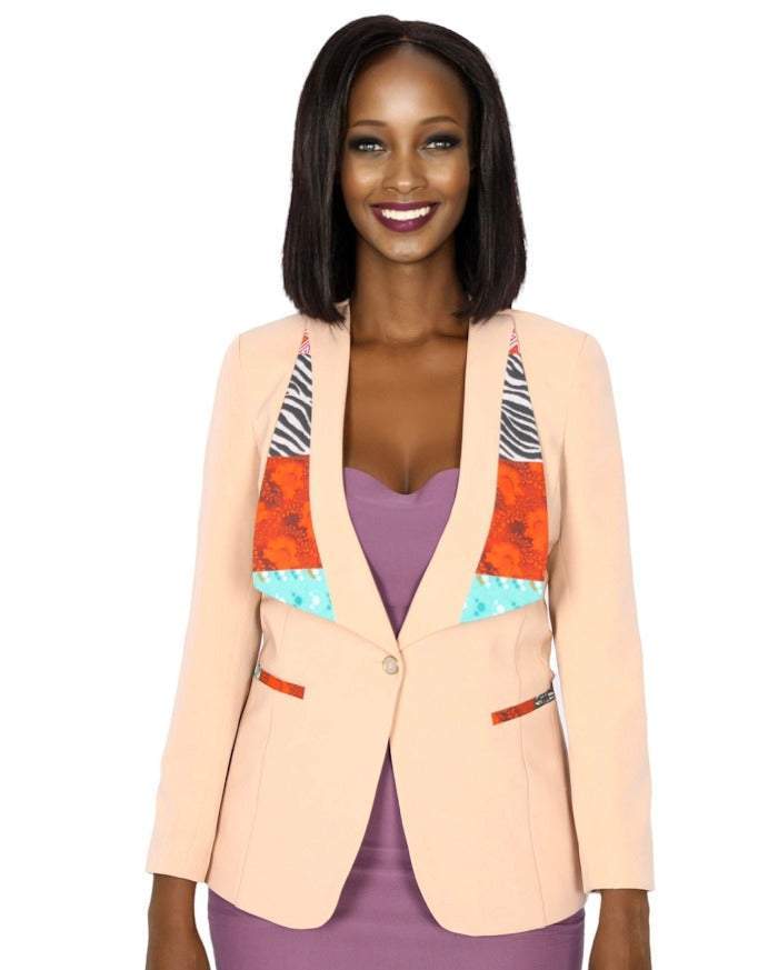 Female Office Jacket Beige-danddclothing-AFRICAN WEAR FOR WOMEN,Jackets,Pink,Women Jackets