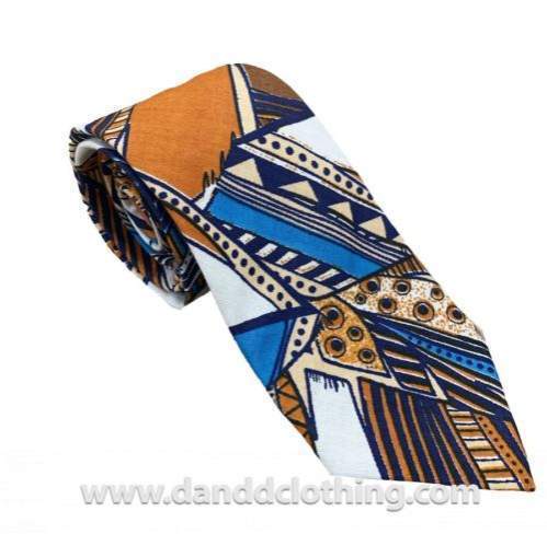 African Ankara Tie Brown-African Fashion Accessories,African Print Tie,Multicolor