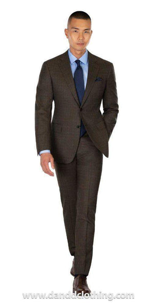 mens brown dress suits Brown Check Suit S / XL / Wool