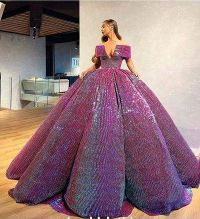 Luxury Evening Dress Violet Ballgown-Classic Elegant Gowns,Evening Dresses,Long,Violet