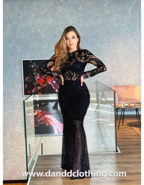 Luxury Evening Dress Black with Net L / Black / Lace Luxury Evening Dress Black with Net L / Black / Lace
