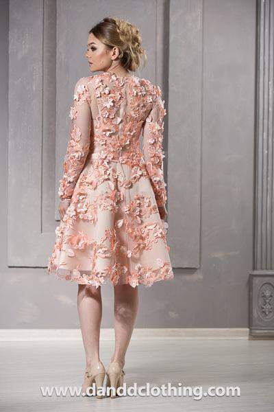 short pink formal dresses Luxury Evening Dress Short Pink Eclectic and Stunning Detailing XL / Peach / Lace