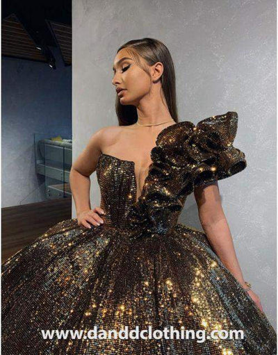 Luxury Evening Dress Princess Black Gold-Black,Classic Elegant Gowns,Evening Dresses,Gold,Long