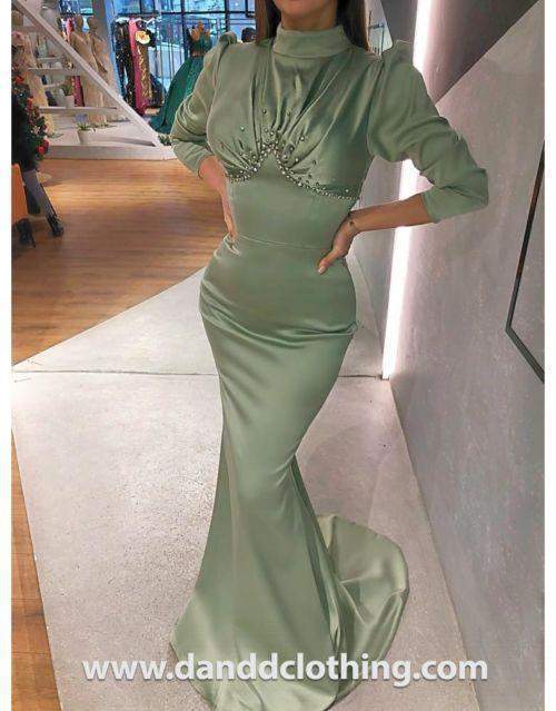 Luxury Evening Dress Light Green-Classic Elegant Gowns,Evening Dresses,Green,Long