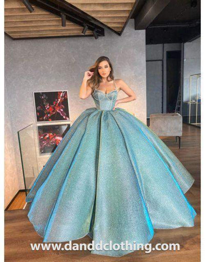 Luxury Evening Dress Light Blue Full Length-Blue,Classic Elegant Gowns,Evening Dresses,Long