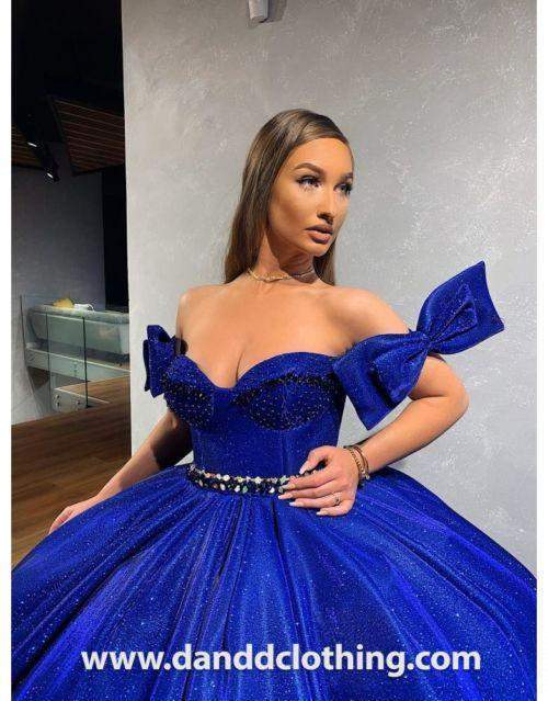 Luxury Evening Dress Princess Royal Blue S / Blue / Lace Luxury Evening Dress Princess Royal Blue S / Blue / Lace