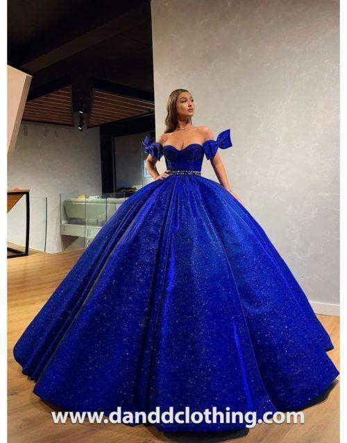Luxury Evening Dress Princess Royal Blue-Blue,Classic Elegant Gowns,Evening Dresses,Long