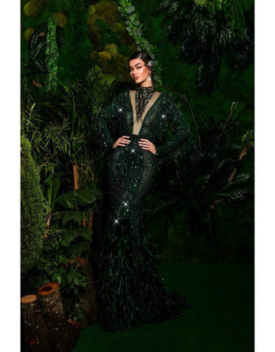 Luxury Green Sparkly Evening Gown-Classic Elegant Gowns,Evening Dresses,Long