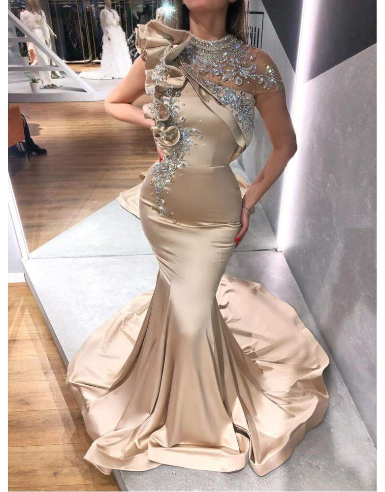 Luxury Evening Gown Satin Gold – D&D Clothing