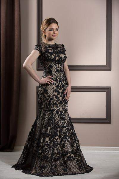 Luxury Evening Gown Simple Black Net XS Luxury Evening Gown Simple Black Net XS