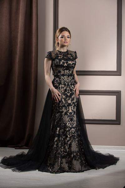 Luxury Evening Gown Simple Black Net XS Luxury Evening Gown Simple Black Net XS