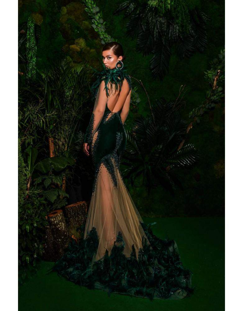 Luxury Dark Green Evening Gown with Lace D&D Clothing Luxury Dark Green Evening Gown with Lace D&D Clothing